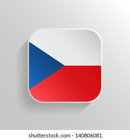 Vector Button - Czech Republic Flag Icon on White Background