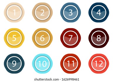 
Vector button design from one to twelve
