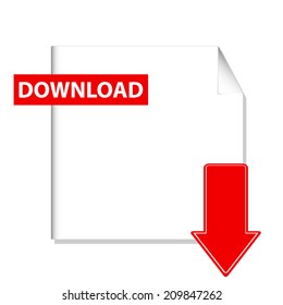 Vector Button Download On A White Background