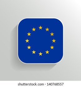 Vector Button - Europe Flag Icon on White Background
