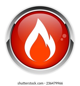 vector button fire white background