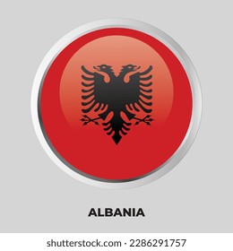 vector button flag of Albania on round frame