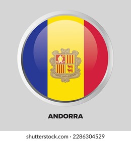 Vector Button Flag of Andorra on round frame