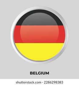 vector button flag of Belgium on round frame