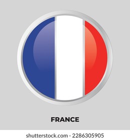 Vectorbutton-Flagge Frankreichs auf Rundrahmen