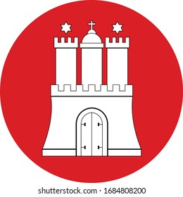 Vector button flag of Hamburg.