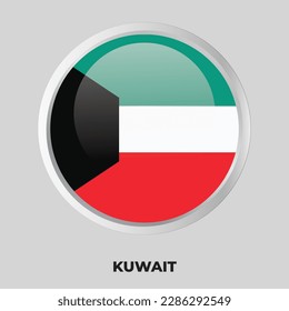 vector button flag of Kuwait on round frame