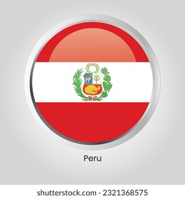 vector button flag of Peru State of South America on round frame