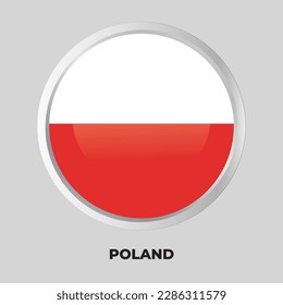 Vector Button Flag of Poland on round frame