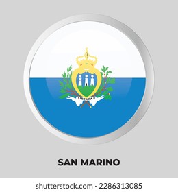 Vector Button Flag of San Marino on round frame