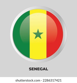 Vector Button Flag of Senegal on round frame