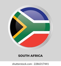 Bandera de botón vector de Sudáfrica en marco redondo