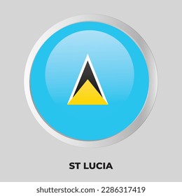 Vectorbutton-Flagge von ST Lucia auf Rundrahmen