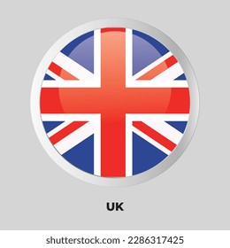 Vector Button Flag of UK on round frame