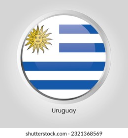 vector button flag of Uruguay State of South America on round frame