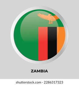 Bandera del botón del vector de Zambia en el marco redondo