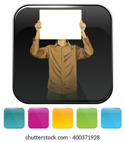 Vector button icon with business man