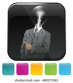 Vector button icon with business man