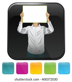 Vector button icon with business man