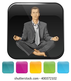 Vector button icon with business man