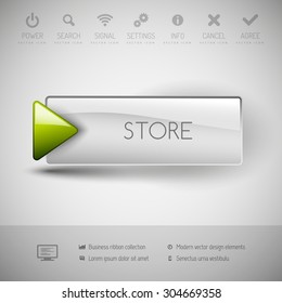 Vector button with icons and symbols. Modern design elements.