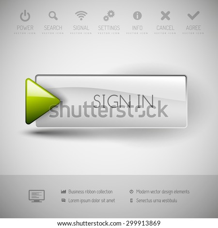 Vector button with icons and symbols. Modern design elements.
