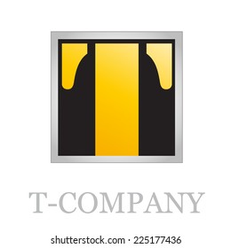 Vector button initial letter T on black background 