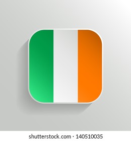 Vector Button - Ireland Flag Icon on White Background