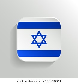 Vector Button - Israel Flag Icon on White Background