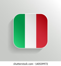 Vector Button - Italy Flag Icon on White Background