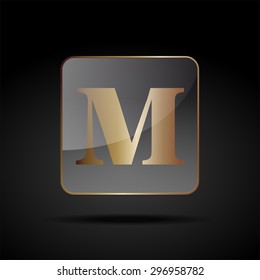 Vector button letter M