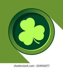 vector button with light green shamrock and with stylized shadow