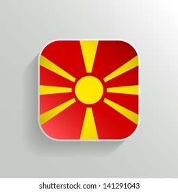 Vector Button - Macedonia Flag Icon on White Background