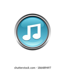 Vector button with musical note