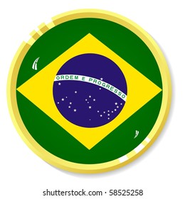 vector button with the national flag of Brazil