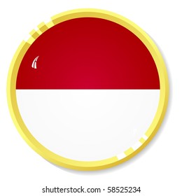 vector button with the national flag of Indonesia