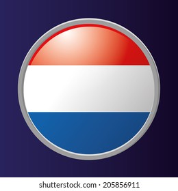 Vector Button Of Netherlands Flag Isolated On Background