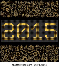 vector button numbers 2015 and Christmas and New Year objects