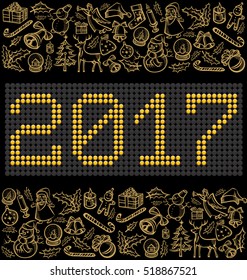 Vektorsymbol-Nummern 2017 und Objekte zu Weihnachten und Neujahr