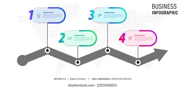 Vector button timeline infographic, diagram chart, graph presentation. Business progress concept with 3, 4, 5, 6, 7, 8 options, parts, steps, processes.
