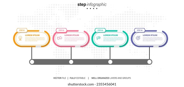 Vector button timeline infographic, diagram chart, graph presentation. Business progress concept with 3, 4, 5, 6, 7, 8 options, parts, steps, processes.
