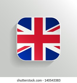 Vector Button -  United Kingdom Flag Icon on White Background