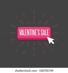 Vector button with valentines symbols. Modern design elements.