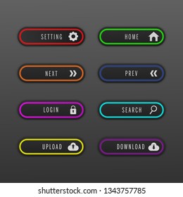 Vector button web set.setting,download,upload,login,search,next,prev,home.
