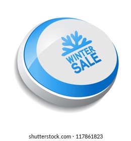 Vector button, Winter sale with snowflake