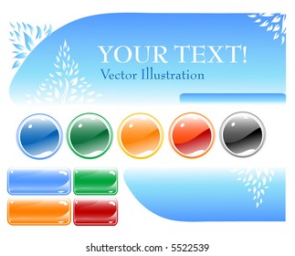 Vector buttons and background for design.