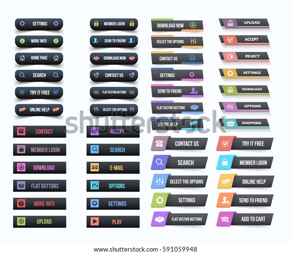 Vector Buttons Big Set Colorful Web Stock Vector (Royalty Free ...