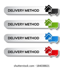 Vector buttons - delivery method, truck labels