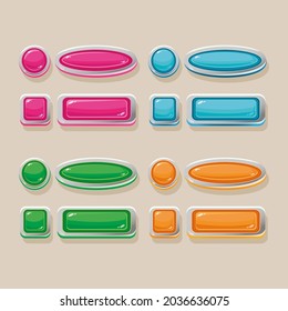 Vector buttons of different colors for the design of the game interface.