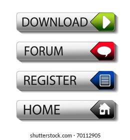 Vector buttons - download, forum, register, home